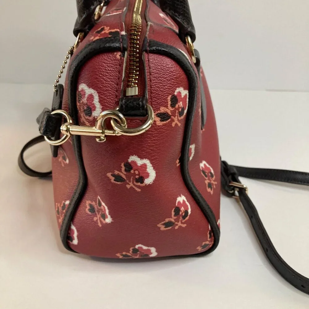 Womens Coach Bramble Rose MIni‎ Bennett Leather Satchel 9.5 x 6.5 x 4.5